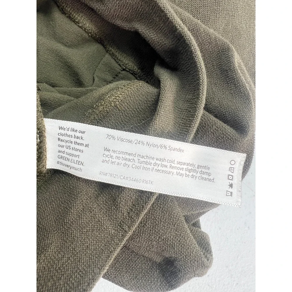 Eileen Fisher Small Green Pull On Pants Sustainable Stretch Jersey Minimalist